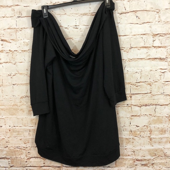 Torrid Black Off Shoulder sweatshirt top terry - Picture 3 of 5
